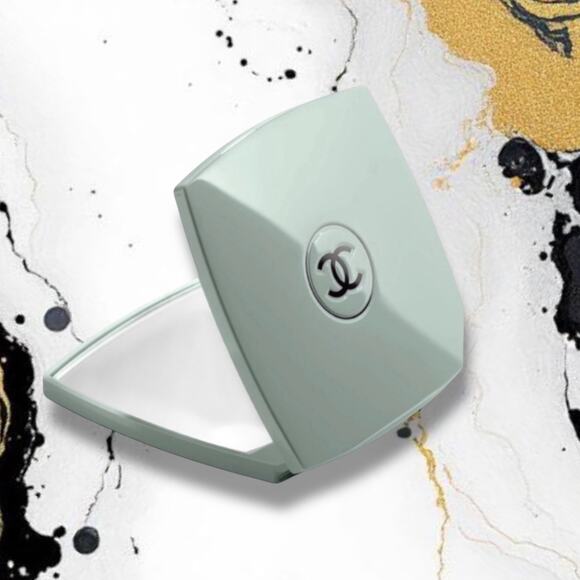 New Green Gray Authentic Chanel Compact Duo Double Facets Mirror - Picture 1 of 3
